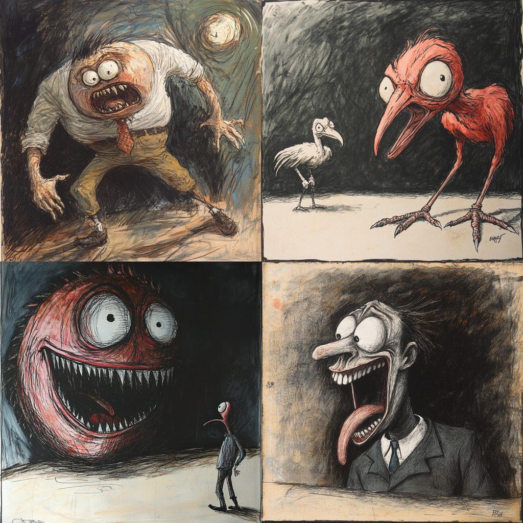 Bill Plympton style, Midjourney V6.1, render 1 of 4