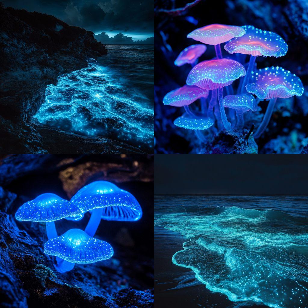 Bioluminescent colors style, Midjourney V6.1, render 1 of 4