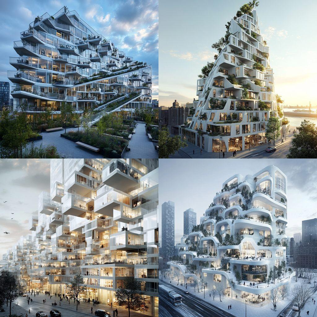 Bjarke Ingels style, Midjourney V6.1, render 1 of 4