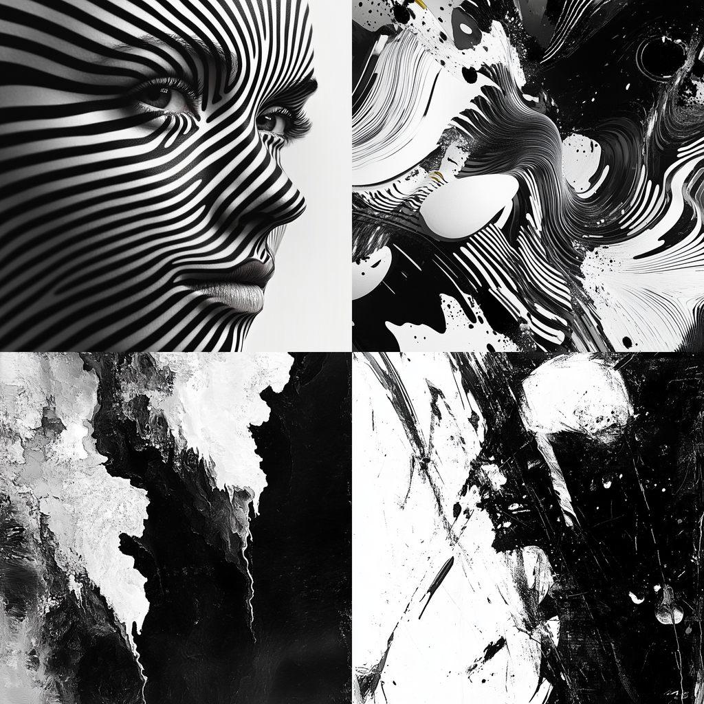 Black-and-white colors style, Midjourney V6.1, render 1 of 4