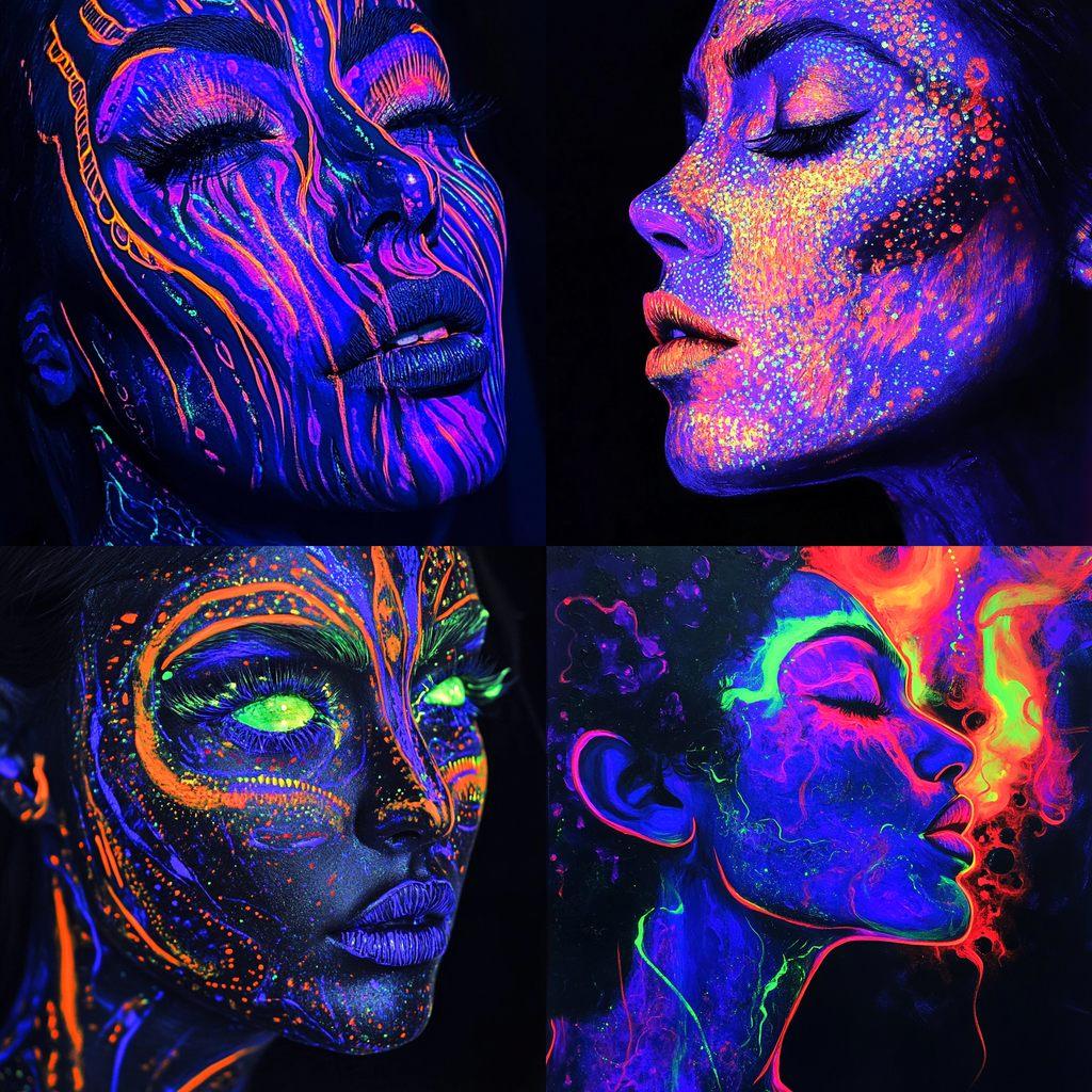Blacklight paint style, Midjourney V6.1, render 1 of 4