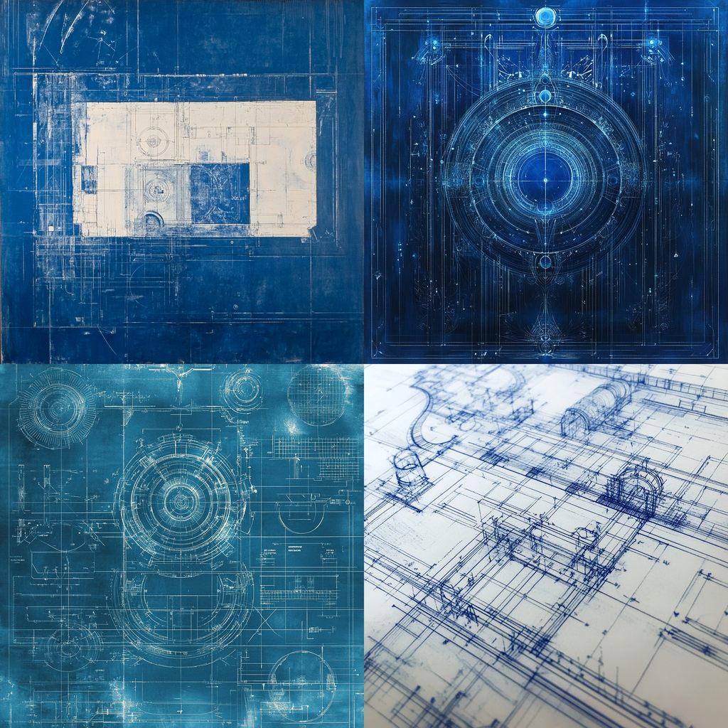 Blueprint style, Midjourney V6.1, render 1 of 4