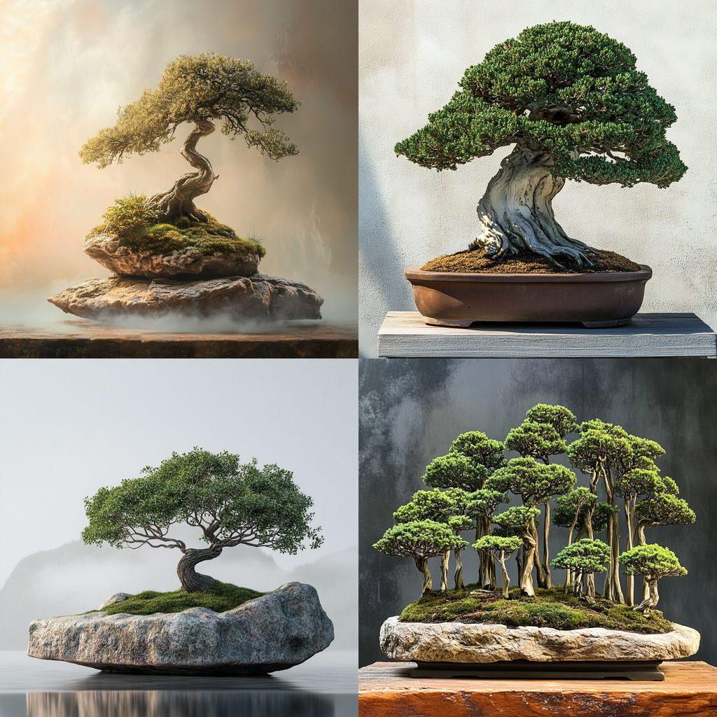 Bonsai style, Midjourney V6.1, render 1 of 4
