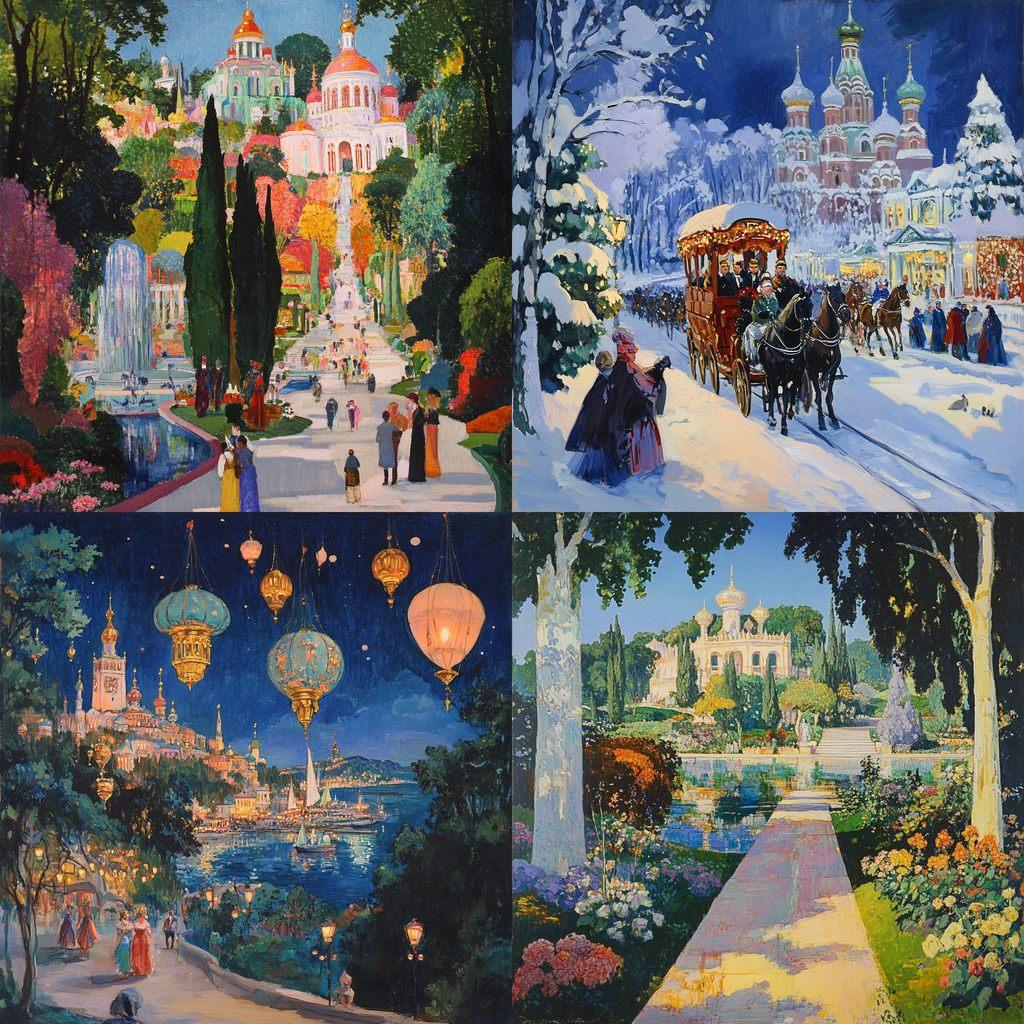 Boris Kustodiev style, Midjourney V6.1, render 1 of 4