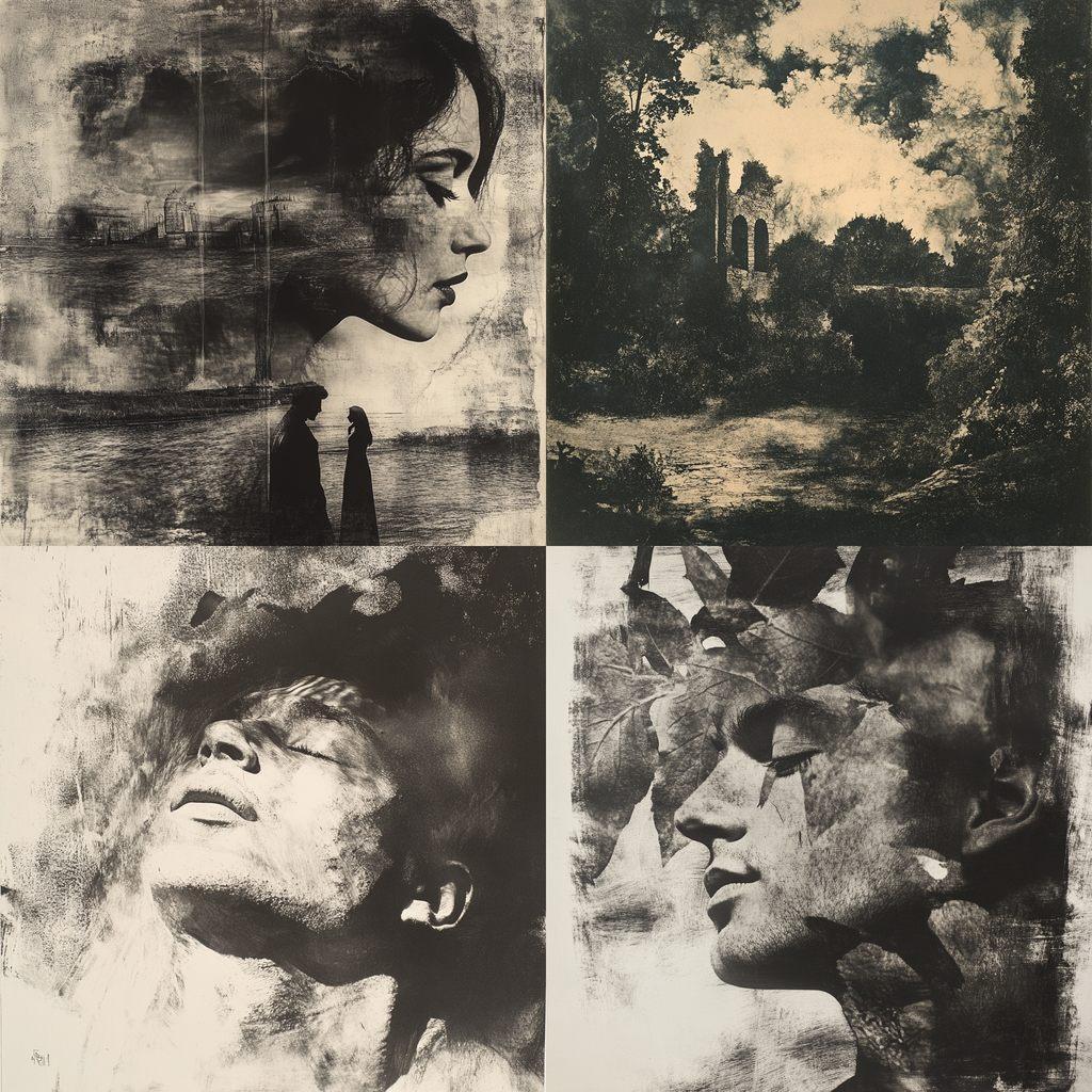 Bromoil print style, Midjourney V6.1, render 1 of 4