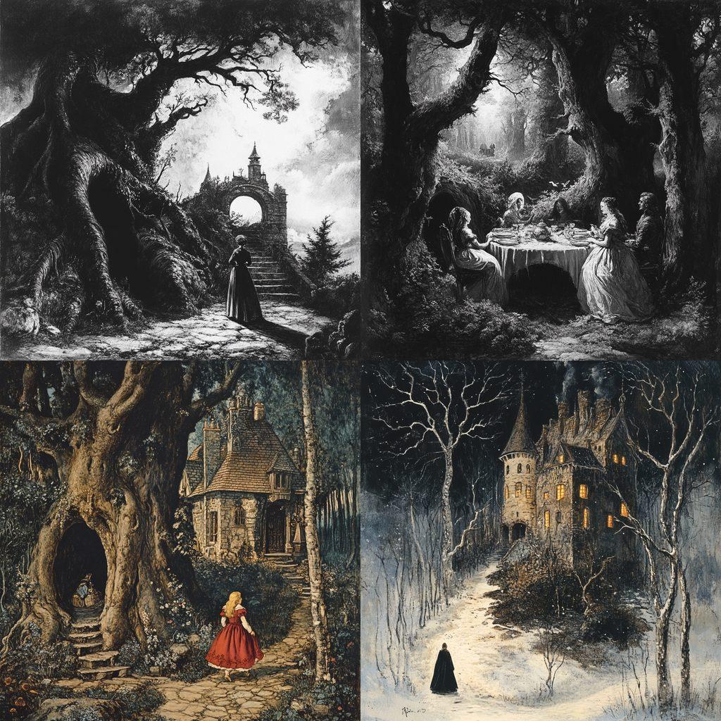 Brothers Grimm style, Midjourney V6.1, render 1 of 4