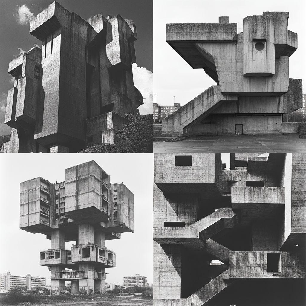 Brutalism style, Midjourney V6.1, render 1 of 4
