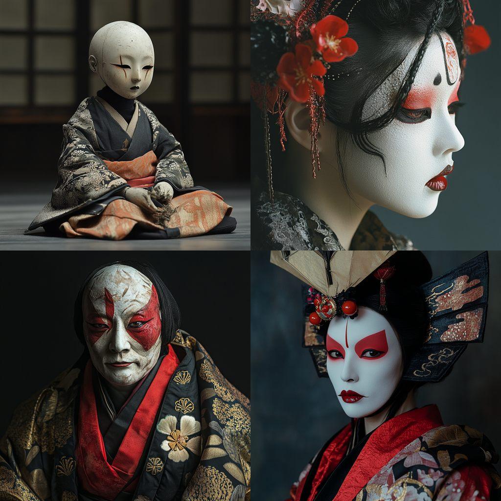 Bunraku style, Midjourney V6.1, render 1 of 4