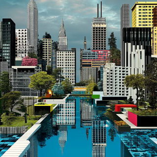 Electric Water Duotone style, Midjourney V6.1: megacity with futuristic bioarchitecture