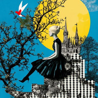 Electric Water Duotone style, Midjourney V6.1: retro fairy-tale illustration