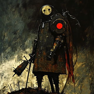 Herbarium Cloudplates style, Midjourney V6.1: concept art character design of retropunk steam knight
