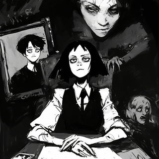 Herbarium Cloudplates style, Midjourney V6.1: black-and-white manga comic strip