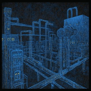 Cartoblossom style, Midjourney V6.1: technical infrastructure blueprint schematics