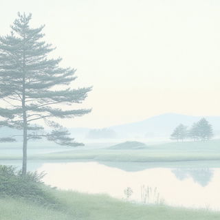 Ruinwing Ornithology style, Midjourney V6.1: realistic landscape photograph of quiet dawn