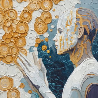 Mythostitch style, Midjourney V6.1: editorial illustration for popular scientific magazine cover