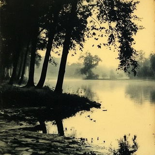 Curtaincoil style, Midjourney V6.1: realistic landscape photograph of quiet dawn