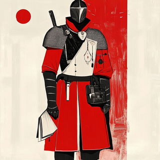 Carnelian Plane Garden style, Midjourney V6.1: concept art character design of retropunk steam knight
