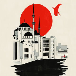 Carnelian Plane Garden style, Midjourney V6.1: bold minimalist logo design for Istanbul city municipal services