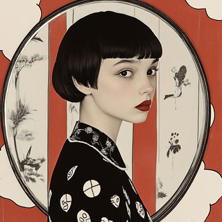 Carnelian Plane Garden style, Midjourney V6.1: photographic portrait of female protagonist