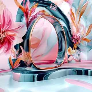 Peacock Lamella style, Midjourney V6.1: abstract 3D render