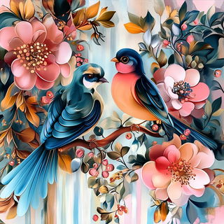 Peacock Lamella style, Midjourney V6.1: traditional folk art