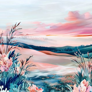Peacock Lamella style, Midjourney V6.1: realistic landscape photograph of quiet dawn