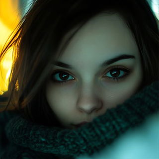 Blindlight Register style, Midjourney V6.1: photographic portrait of female protagonist