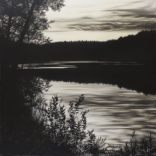 Afterfrost style, Midjourney V6.1: realistic landscape photograph of quiet dawn