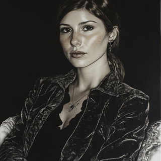 Afterfrost style, Midjourney V6.1: photographic portrait of female protagonist