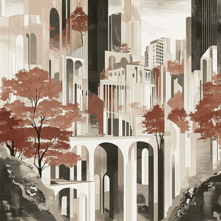 Undertow Menagerie style, Midjourney V6.1: megacity with futuristic bioarchitecture