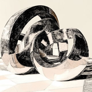 Symmetric Mooncourt style, Midjourney V6.1: abstract 3D render