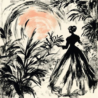 Symmetric Mooncourt style, Midjourney V6.1: retro fairy-tale illustration