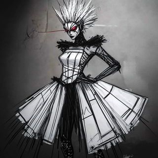 Cloudbranch Railway style, Midjourney V6.1: haute-couture fashion outfit