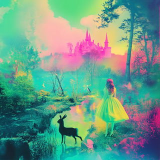 Foliglyphics style, Midjourney V6.1: retro fairy-tale illustration