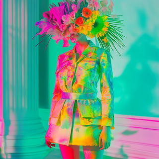 Foliglyphics style, Midjourney V6.1: haute-couture fashion outfit