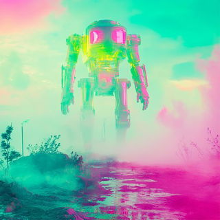 Foliglyphics style, Midjourney V6.1: cinematic shot from sci-fi movie