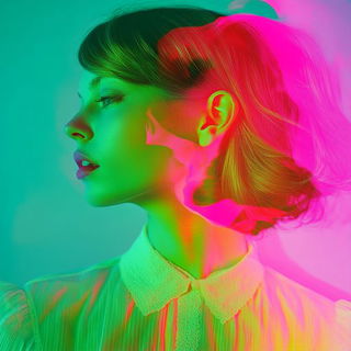 Foliglyphics style, Midjourney V6.1: photographic portrait of female protagonist