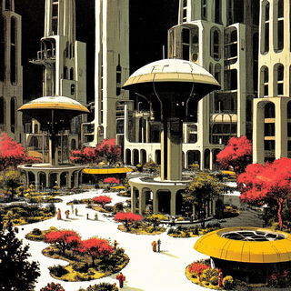 Paintstrata style, Midjourney V6.1: megacity with futuristic bioarchitecture