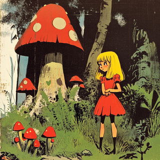 Paintstrata style, Midjourney V6.1: retro fairy-tale illustration