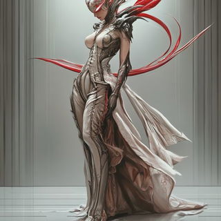 Cryomap style, Midjourney V6.1: haute-couture fashion outfit