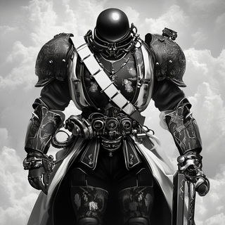 Ochre Gildscape style, Midjourney V6.1: concept art character design of retropunk steam knight