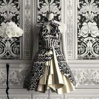 Ochre Gildscape style, Midjourney V6.1: haute-couture fashion outfit