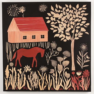 Caldera Gravure style, Midjourney V6.1: traditional folk art