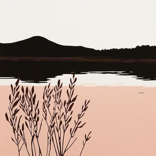 Caldera Gravure style, Midjourney V6.1: realistic landscape photograph of quiet dawn
