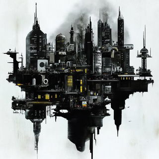 Cinderfold Codex style, Midjourney V6.1: megacity with futuristic bioarchitecture