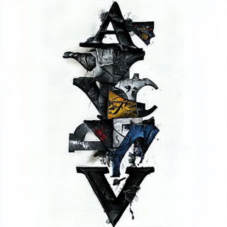 Cinderfold Codex style, Midjourney V6.1: typographic composition with large letters