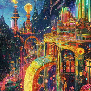 Marblefur style, Midjourney V6.1: megacity with futuristic bioarchitecture