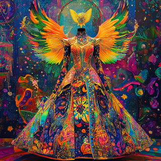 Marblefur style, Midjourney V6.1: haute-couture fashion outfit