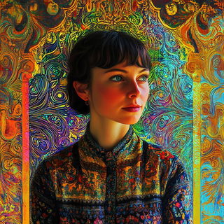 Marblefur style, Midjourney V6.1: photographic portrait of female protagonist