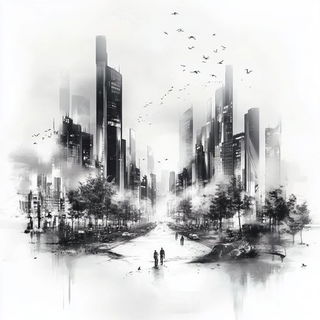 Glyphstatic style, Midjourney V6.1: megacity with futuristic bioarchitecture